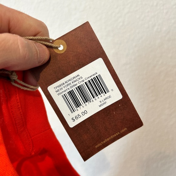 NEW Womens XL MITCHELL AND NESS NBA NEW YORK KNICKS CREWNECK Crop Top Shirt - Picture 9 of 10